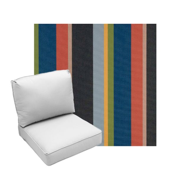 Deep Seating Patio Chair Cushions | Center Seam Style | Sunbrella