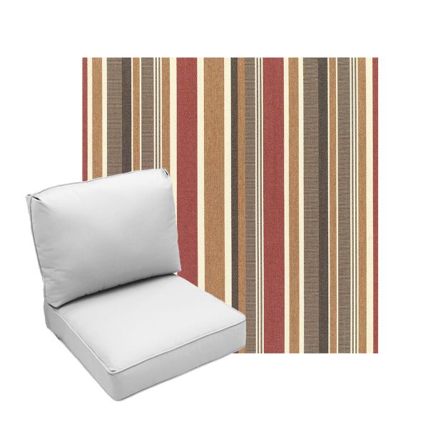 Deep Seating Patio Chair Cushions | Center Seam Style | Sunbrella