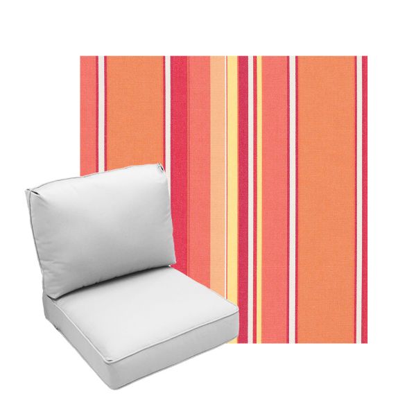 Deep Seating Patio Chair Cushions | Center Seam Style | Sunbrella