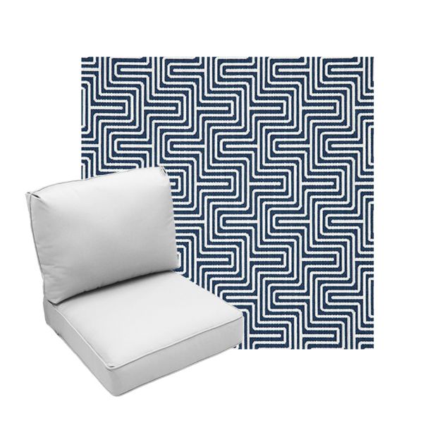 Deep Seating Patio Chair Cushions | Center Seam Style | Sunbrella