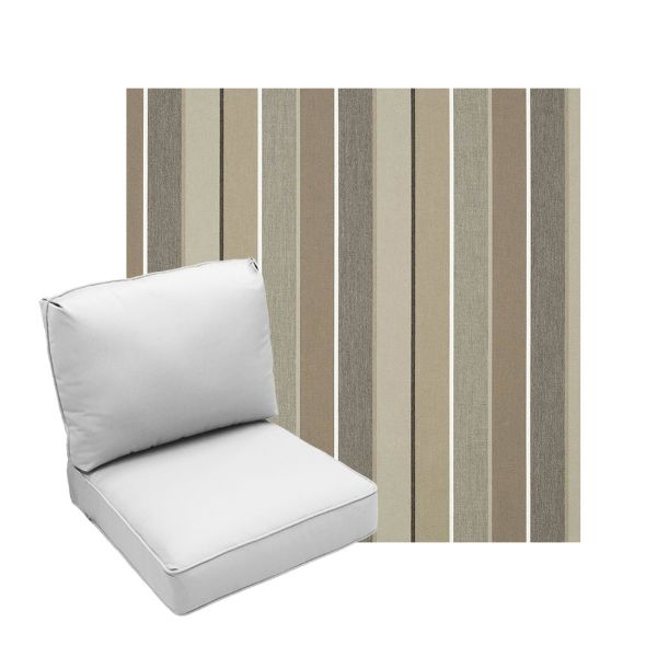 Deep Seating Patio Chair Cushions | Center Seam Style | Sunbrella