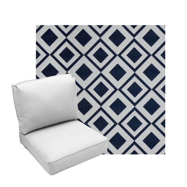 Deep Seating Patio Chair Cushions | Center Seam Style | Sunbrella