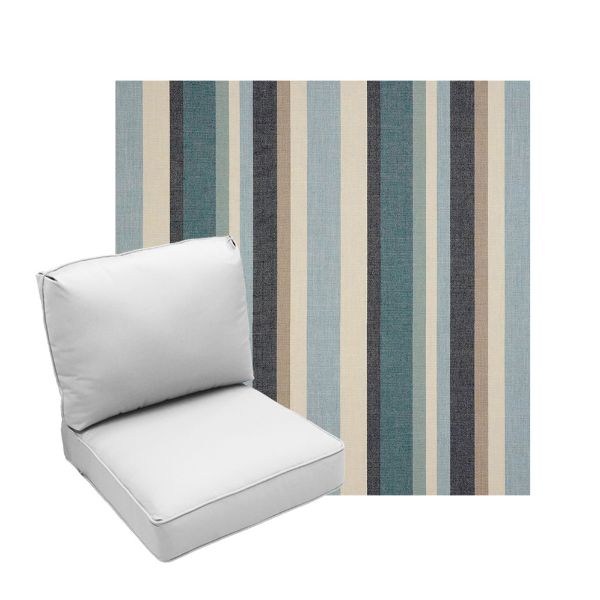 Deep Seating Patio Chair Cushions | Center Seam Style | Sunbrella