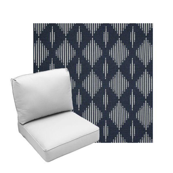 Deep Seating Patio Chair Cushions | Center Seam Style | Sunbrella