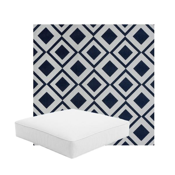 Patio Dining Chair Seat Cushion Boxed Style - - Custom outdoor patio furniture cushions from Cascadia Outdoor Cushions in Sunbrella Fabric