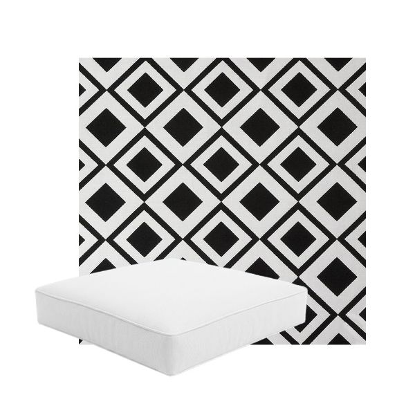 Patio Dining Chair Seat Cushion Boxed Style - - Custom outdoor patio furniture cushions from Cascadia Outdoor Cushions in Sunbrella Fabric