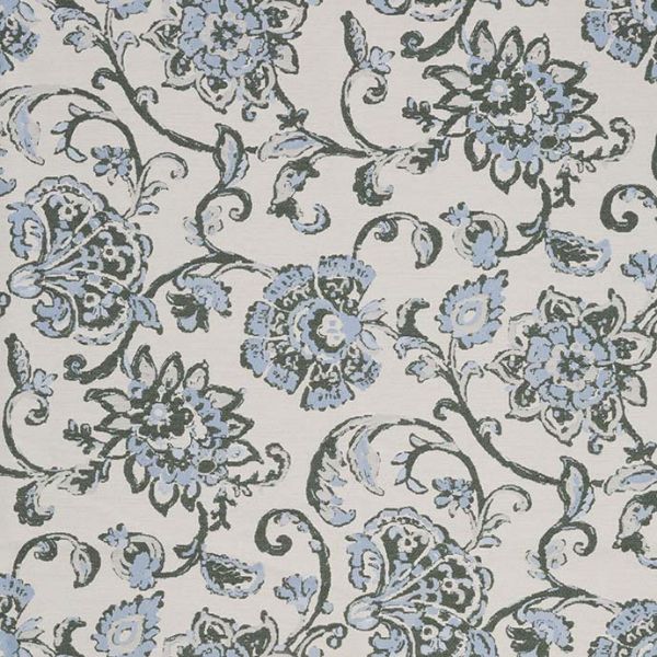 Sunbrella Martha Floral Periwinkle outdoor fabric for patio furniture cushions and outdoor pillows