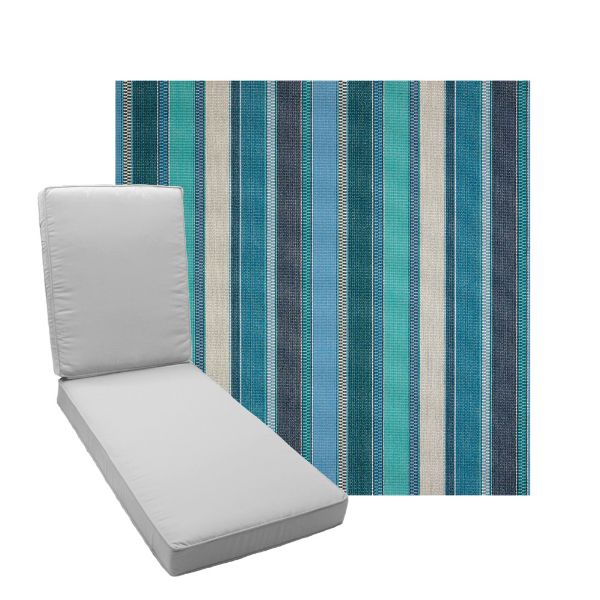 Boxed Chaise Lounge Cushion in Sunbrella Fabric by Cascadia Outdoor Cushions