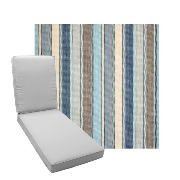 Boxed Chaise Lounge Cushion in Sunbrella Fabric by Cascadia Outdoor Cushions