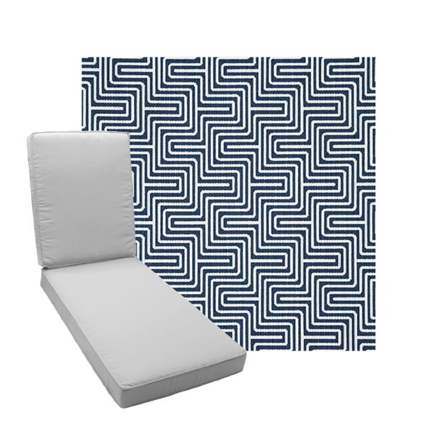 Boxed Chaise Lounge Cushion in Sunbrella Fabric by Cascadia Outdoor Cushions