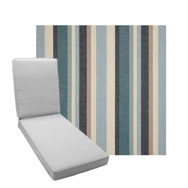 Boxed Chaise Lounge Cushion in Sunbrella Fabric by Cascadia Outdoor Cushions