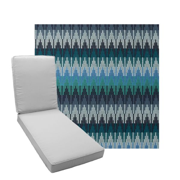 Boxed Chaise Lounge Cushion in Sunbrella Fabric by Cascadia Outdoor Cushions