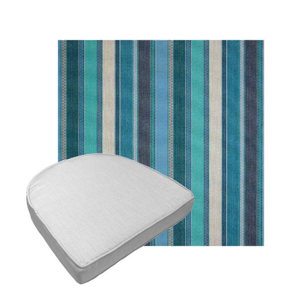 Custom outdoor contoured seat cushions from Cascadia Outdoor Cushions in Sunbrella Fabrics