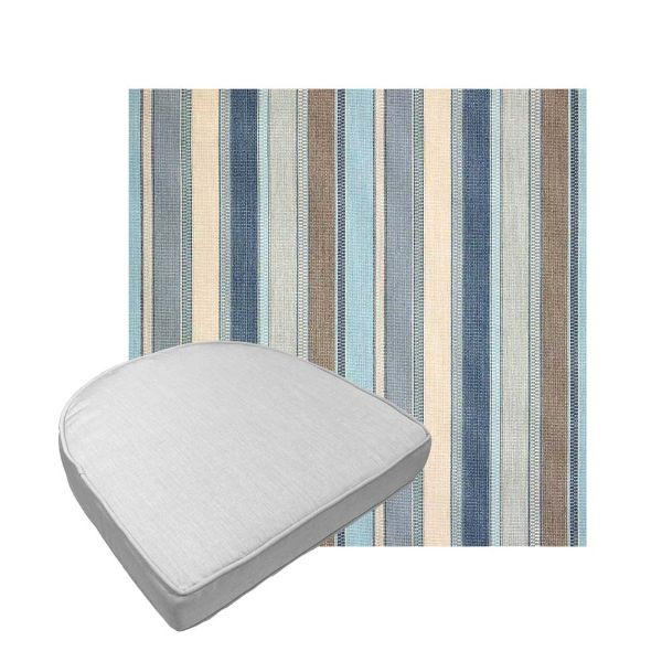 Custom outdoor contoured seat cushions from Cascadia Outdoor Cushions in Sunbrella Fabrics