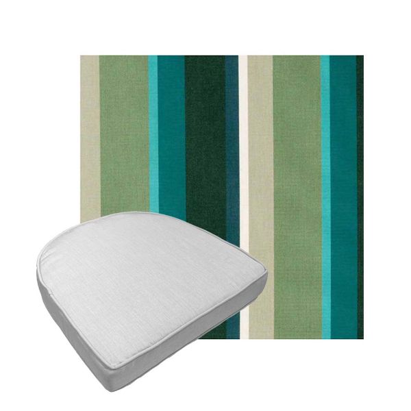 Custom outdoor contoured seat cushions from Cascadia Outdoor Cushions in Sunbrella Fabrics