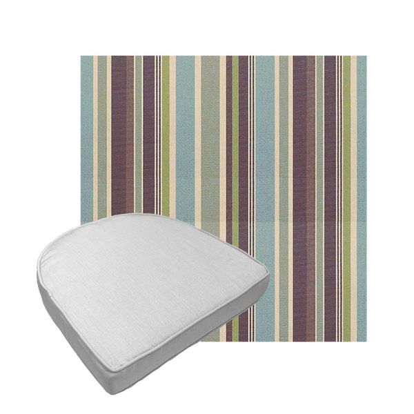 Custom outdoor contoured seat cushions from Cascadia Outdoor Cushions in Sunbrella Fabrics