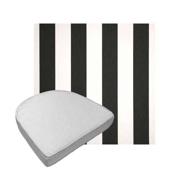 Custom outdoor contoured seat cushions from Cascadia Outdoor Cushions in Sunbrella Fabrics