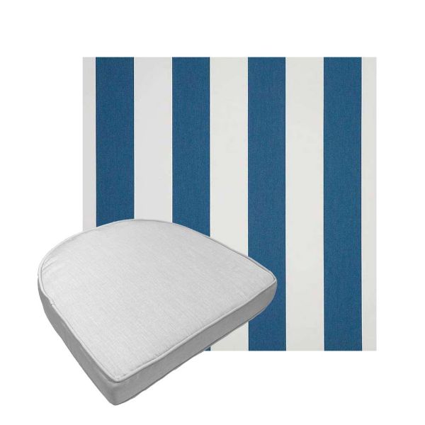 Custom outdoor contoured seat cushions from Cascadia Outdoor Cushions in Sunbrella Fabrics