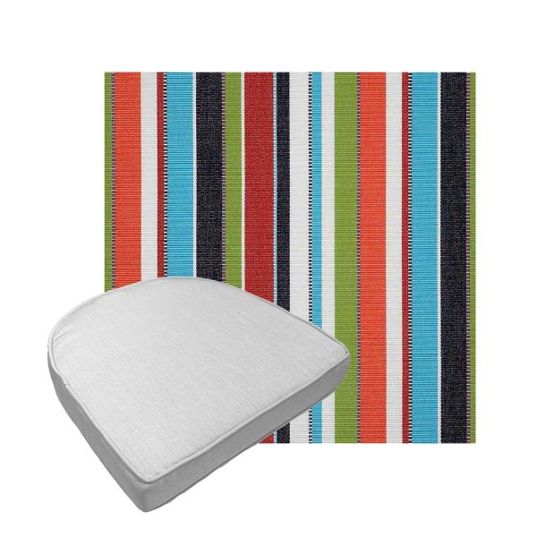 Custom outdoor contoured seat cushions from Cascadia Outdoor Cushions in Sunbrella Fabrics