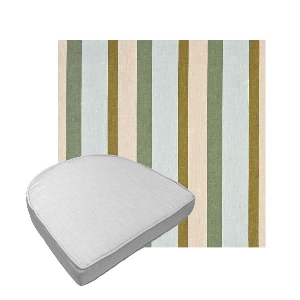 Custom outdoor contoured seat cushions from Cascadia Outdoor Cushions in Sunbrella Fabrics