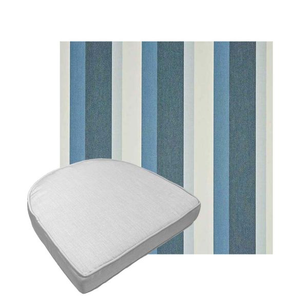 Custom outdoor contoured seat cushions from Cascadia Outdoor Cushions in Sunbrella Fabrics