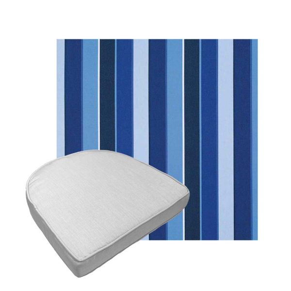 Custom outdoor contoured seat cushions from Cascadia Outdoor Cushions in Sunbrella Fabrics