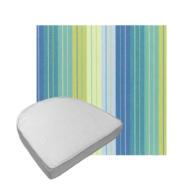 Custom outdoor contoured seat cushions from Cascadia Outdoor Cushions in Sunbrella Fabrics