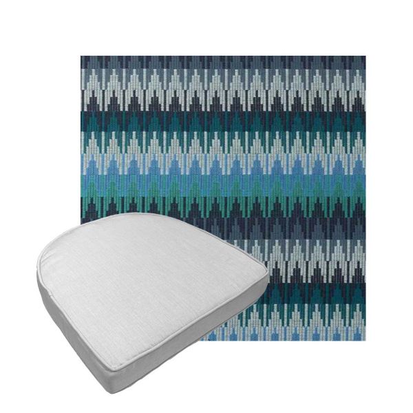 Custom outdoor contoured seat cushions from Cascadia Outdoor Cushions in Sunbrella Fabrics