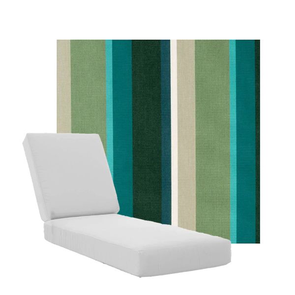 Boxed Chaise Lounge Cushions in Sunbrella Fabrics.
