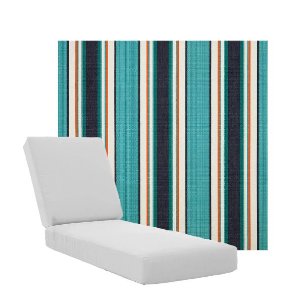 Boxed Chaise Lounge Cushions in Sunbrella Fabrics