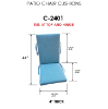 Universal Patio Chair Cushions with A Hinge and fabric ties - Order bulk quantity for your Pool Club, Country club or HOA - 9 universal Sizes - Sunbrella Fabrics