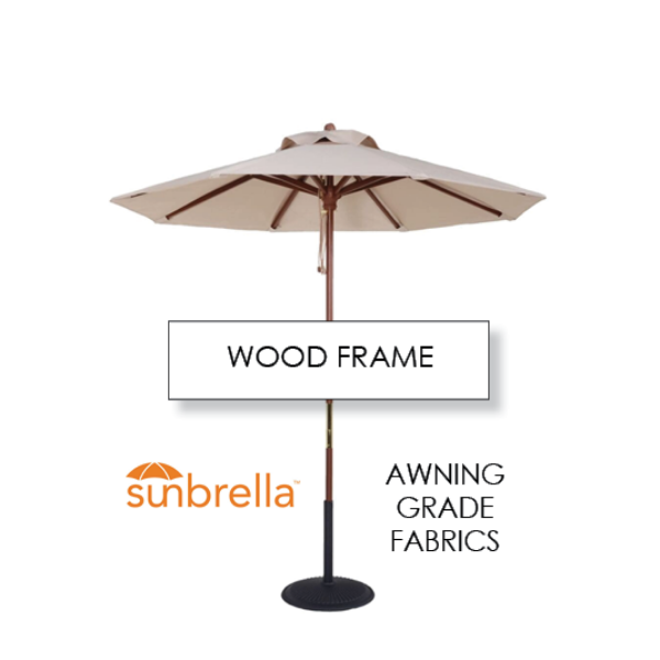 Picture of Market Umbrella Wood Frame Sunbrella Awning