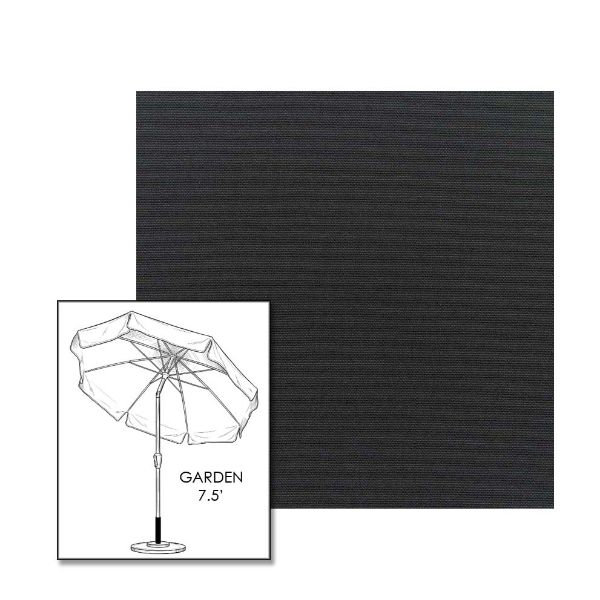 Custom Sunbrella® Canvas Black Patio Umbrella 7.5 ft | Crank Lift & Tilt Garden Umbrella