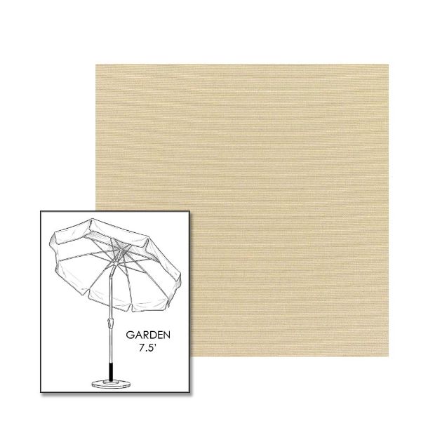 Custom Sunbrella® Canvas Antique Beige Patio Umbrella 7.5 ft | Crank Lift & Tilt Garden Umbrella