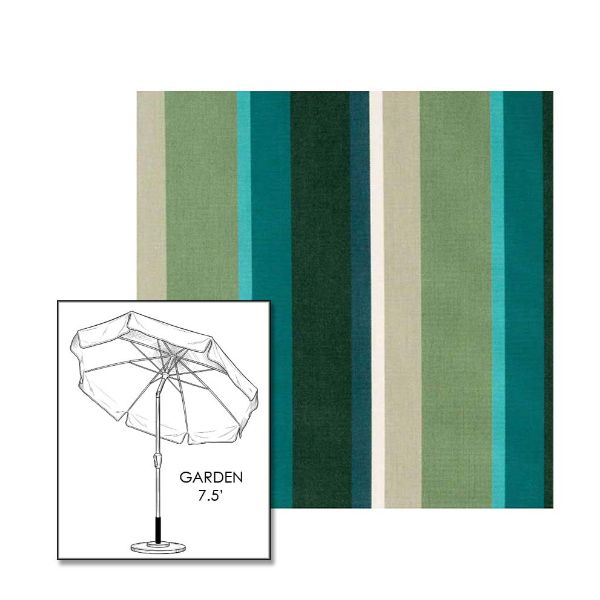 Custom Sunbrella® Beaming Lagoon Patio Umbrella 7.5 ft | Crank Lift & Tilt Garden Umbrella