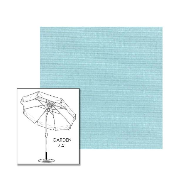 Custom Sunbrella® Canvas Mineral Blue Patio Umbrella 7.5 ft | Crank Lift & Tilt Garden Umbrella