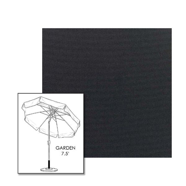 Custom Sunbrella® Canvas Raven Black Patio Umbrella 7.5 ft | Crank Lift & Tilt Garden Umbrella