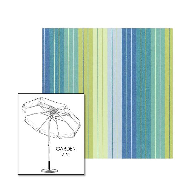 Sunbrella® Seaside Seville Patio Umbrella 7.5 ft | Crank Lift & Tilt Garden Umbrella 