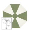 Sunbrella® Canvas Fern & White Patio Umbrella 7.5 ft | Crank Lift & Tilt Garden Umbrella 