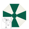 Sunbrella® Canvas Forrest Green & White Patio Umbrella 7.5 ft | Crank Lift & Tilt Garden Umbrella 