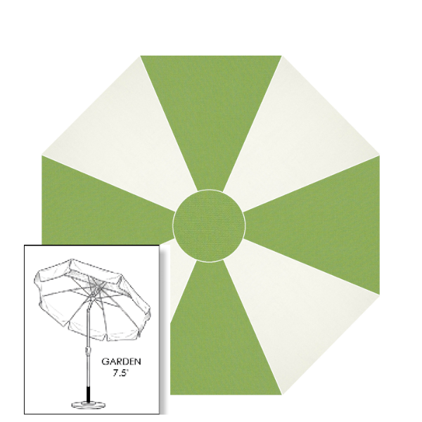 Sunbrella® Canvas Gingko & White Patio Umbrella 7.5 ft | Crank Lift & Tilt Garden Umbrella 