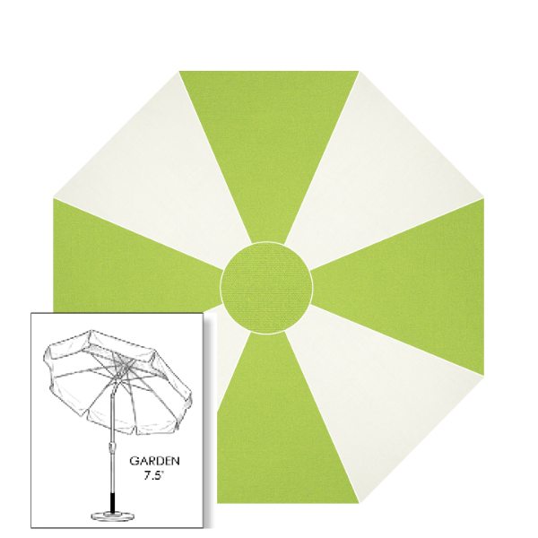 Sunbrella® Canvas Macaw & White Patio Umbrella 7.5 ft | Crank Lift & Tilt Garden Umbrella 