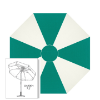 Sunbrella® Canvas Teal & White Patio Umbrella 7.5 ft | Crank Lift & Tilt Garden Umbrella 