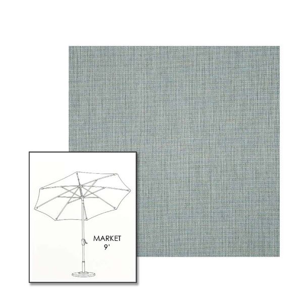 Sunbrella Cast Mist 9 ft Sunbrella® Market Umbrella | Auto Tilt Crank Patio Umbrella Custom Fabric
