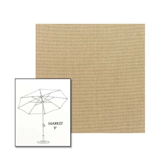 Sunbrella Canvas Heather Beige 9 ft Sunbrella® Market Umbrella | Auto Tilt Crank Patio Umbrella Custom Fabric
