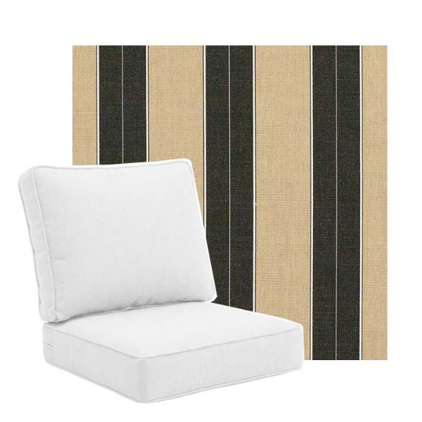 Universal Deep Seating Replacement Cushions in Sunbrella Berenson Tuxedo Fabric  Size D