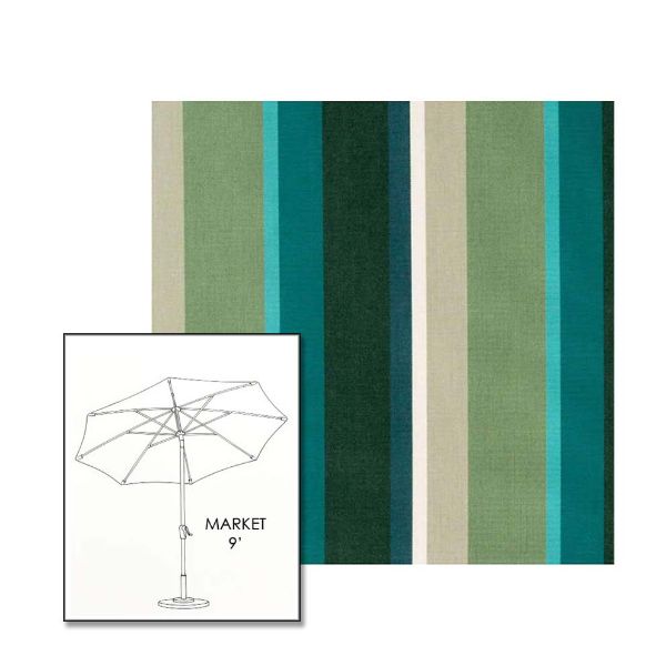 Sunbrella Beaming Lagoon  9 ft Sunbrella® Market Umbrella | Auto Tilt Crank Patio Umbrella Custom Fabric