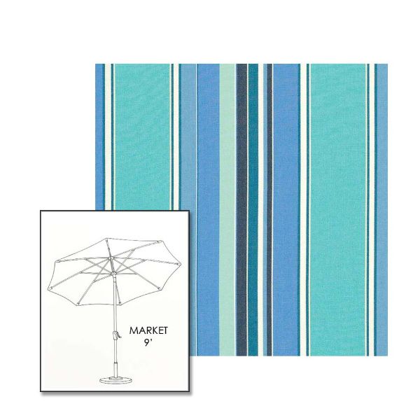 Sunbrella Dolce Oasis 9 ft Sunbrella® Market Umbrella | Auto Tilt Crank Patio Umbrella Custom Fabric