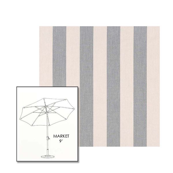 Sunbrella Leisure Denim 9 ft Sunbrella® Market Umbrella | Auto Tilt Crank Patio Umbrella Custom Fabric