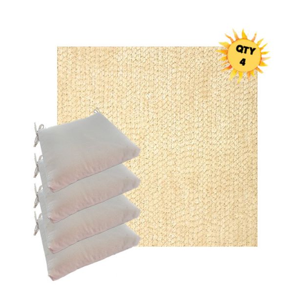 Sunbrella Margo Parchment Outdoor Dining Chair Cushions in Sunbrella Luxury Outdoor Fabrics - Order in Sets of 4